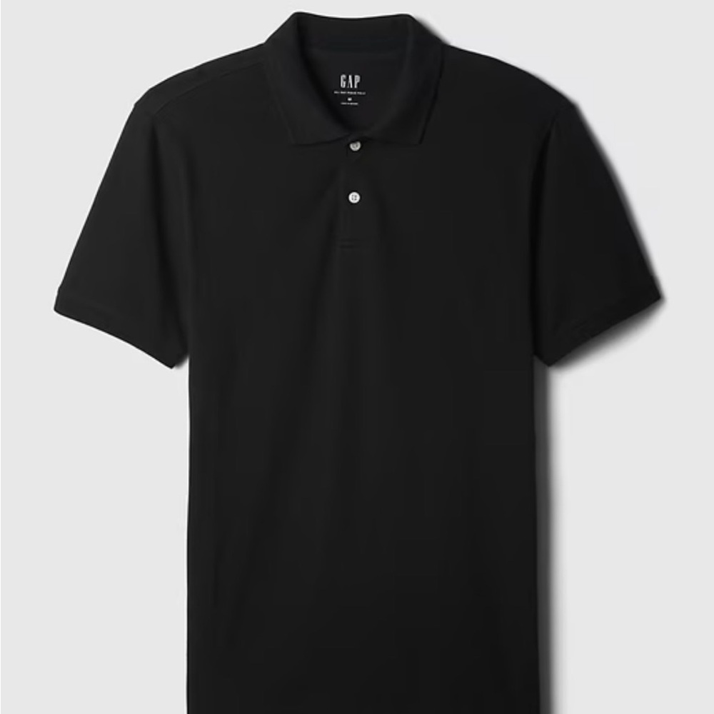 GAP All Day Pique Short Sleeve Polo Shirt in Deep Black Size Small